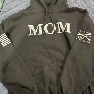 Grunt Style Black Hoodie with White Print MOM HOODIE